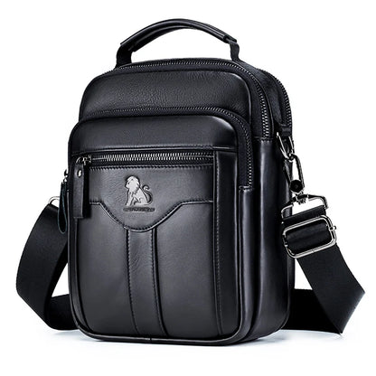 Men's Genuine Cowhide Leather Crossbody Shoulder Bag