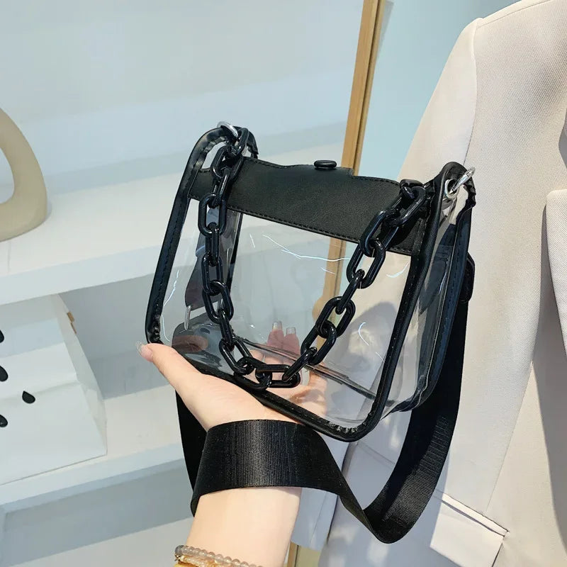 Clear PVC Crossbody Bag – Transparent Chain Shoulder Bag