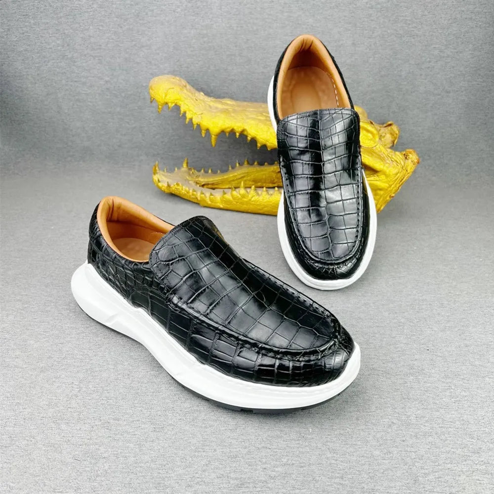 Crocodile Leather Men's Slip-On Loafers | Lightweight Sneakers