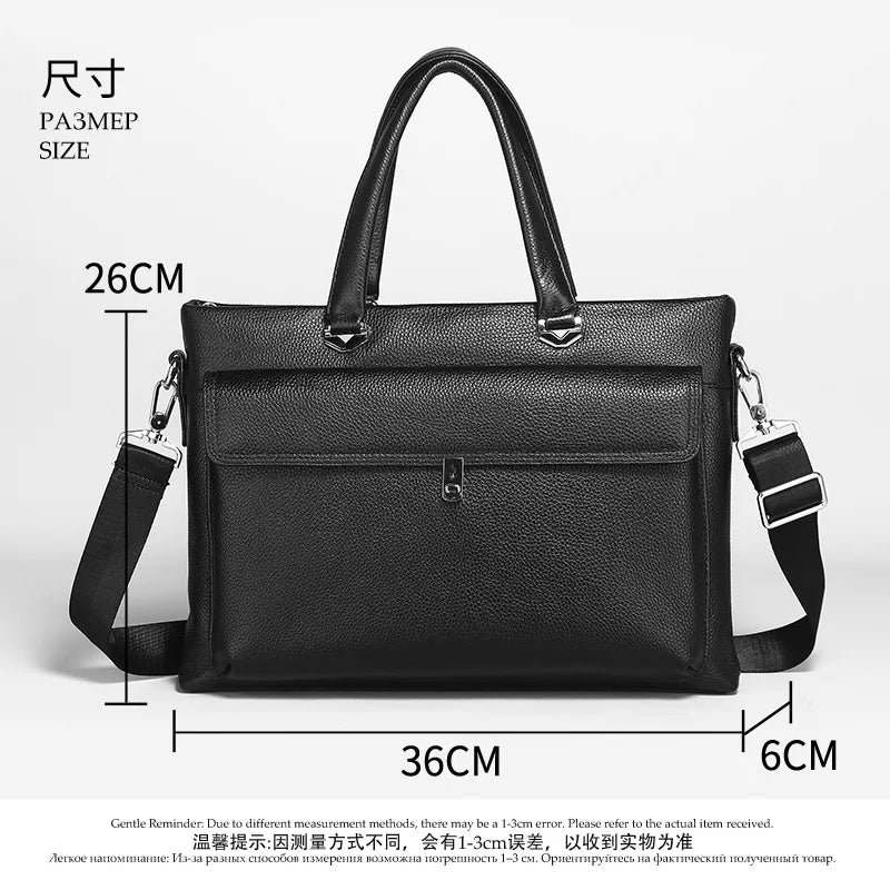 Genuine Leather Men's Briefcase Bag – 13 Inch Laptop Messenger