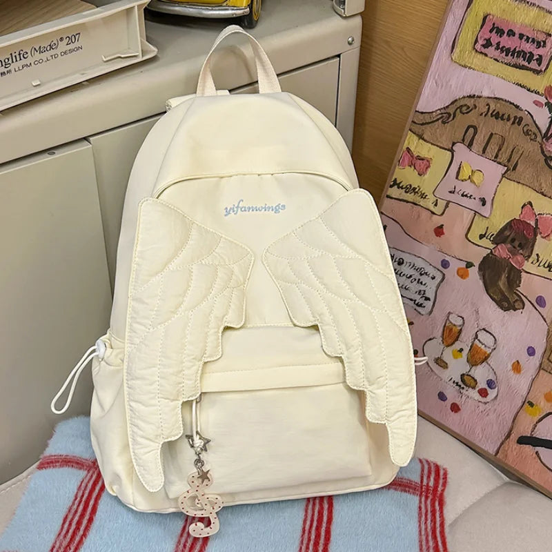 Y2K Angel Wing Canvas Backpack for Women