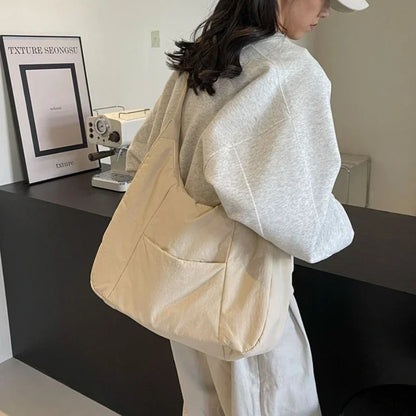 Quilted Puffer Shoulder Bag – Women's Large Soft Tote