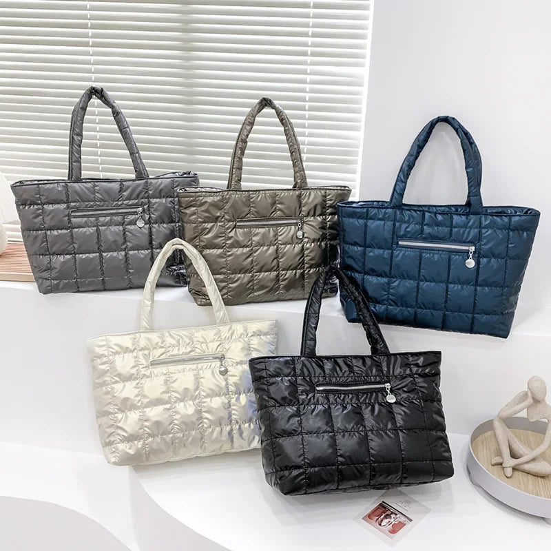Quilted Puffer Tote Bag – Large Capacity Women's Shoulder Bag