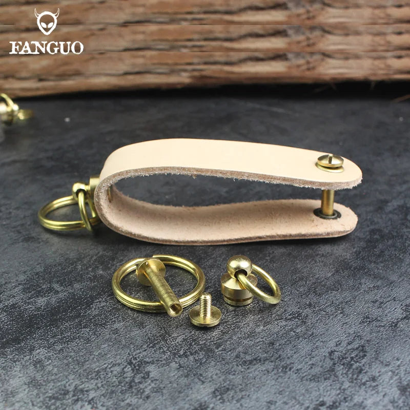 Genuine Leather Key Pouch Organizer – Handmade Floral Embossed Keychain Holder