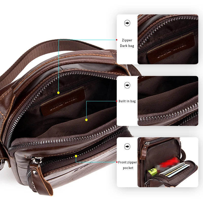 Men's Leather Crossbody Bag – Top-Layer Cowhide Shoulder Bag