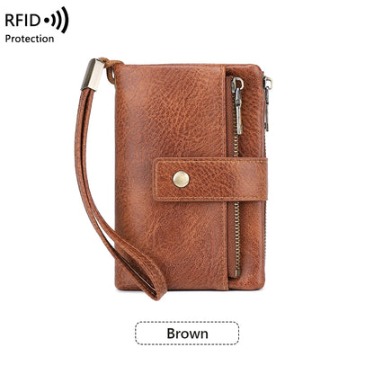 RFID Blocking Women's Trifold Wallet – Large Capacity Leather Purse