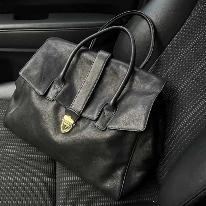 Luxury Lock Tote Bag Large Leather Handbag for Women