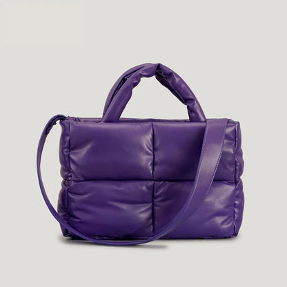Leather Padded Tote Bag Women Designer Quilted Handbags Luxury Soft Pu Shoulder Bags Down Cotton