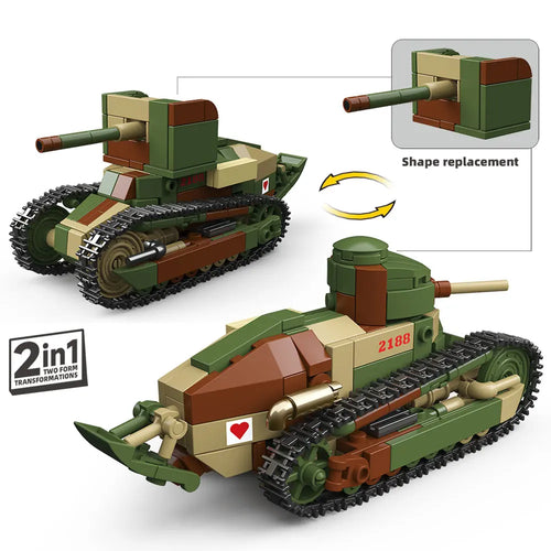 Renault FT WWI Tank Building Blocks Set – Military Brick Model