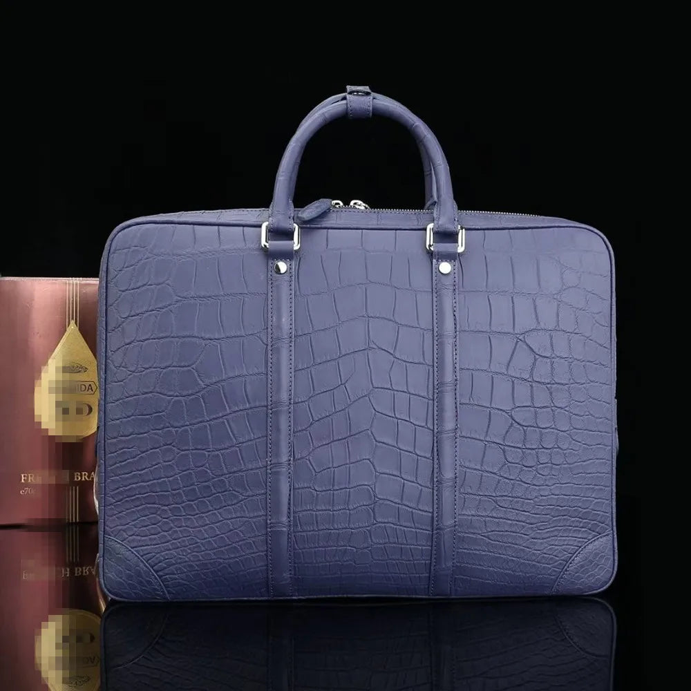 Crocodile Belly Leather Briefcase – Men's Luxury Laptop Business Bag