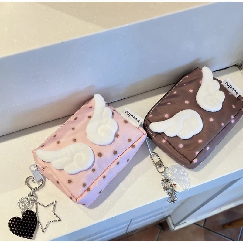 Cute 3d Wing Star Pencil Case Large Capacity Student Pen Bag Kawaii Canvas Stationery Storage