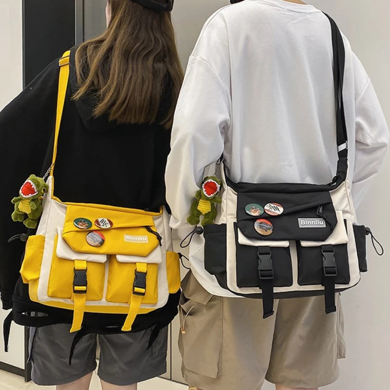 Harajuku Canvas Crossbody Messenger Bag for Men & Women