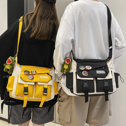 Harajuku Canvas Crossbody Messenger Bag for Men & Women