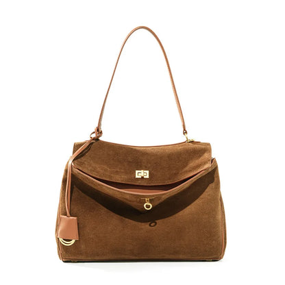 Women's Suede Leather Tote Bag – Large Capacity Shoulder Handbag