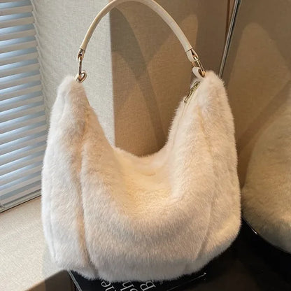 Autumn Winter Fluffy Tote Bag Korean Underarm Large Capacity Foreign Commuter Shoulder Women S