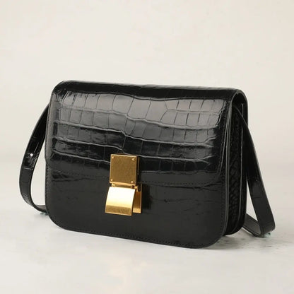 Crocodile Leather Crossbody Bag for Women – Square Shoulder Bag