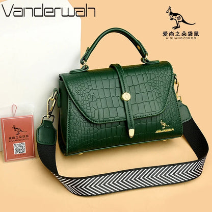 Crocodile Pattern Leather Crossbody Bag for Women