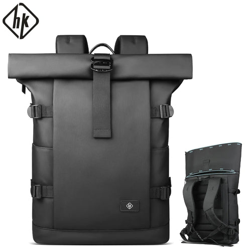 Roll-Top Travel Backpack – Expandable 15.6" Laptop Bag for Men
