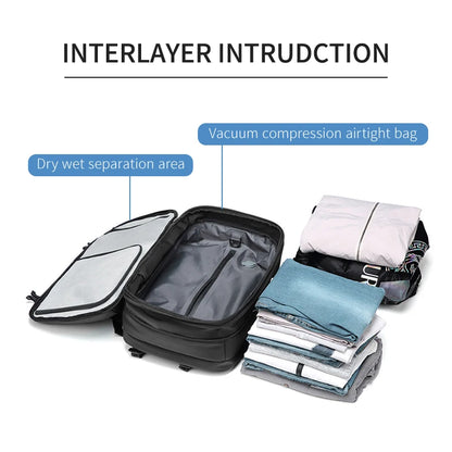 Vacuum Compression Travel Backpack – 17" Laptop, Large Capacity, Business
