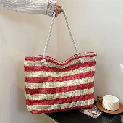Large Straw Beach Tote Bag – Women's Summer Shoulder Bag