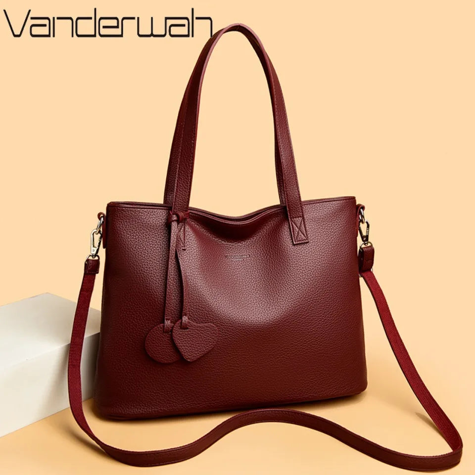 Soft Leather Tote Bag for Women – Designer Shoulder & Crossbody Handbag