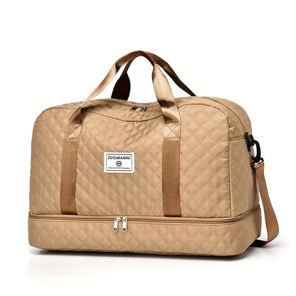 Large Capacity Nylon Travel Duffel Bag with Shoe Compartment