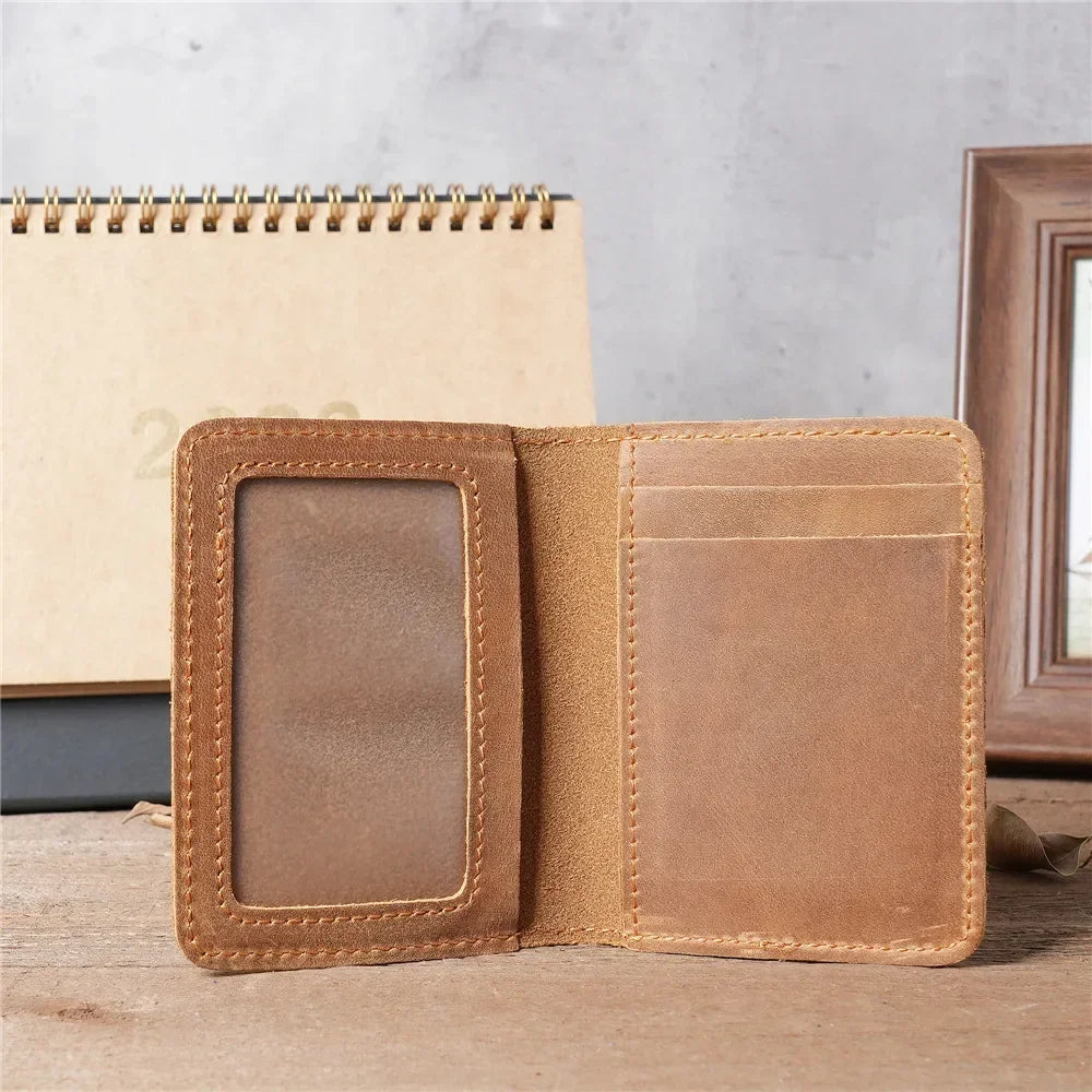 Leather Card Holder Slim Wallet Men Vintage Credit Card Case