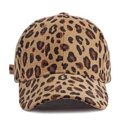 Leopard Print Corduroy Baseball Cap – Unisex Snapback Hat