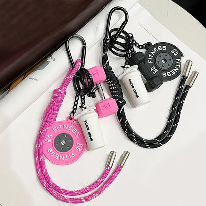 Mini Dumbbell Fitness Keychain with Nylon Rope