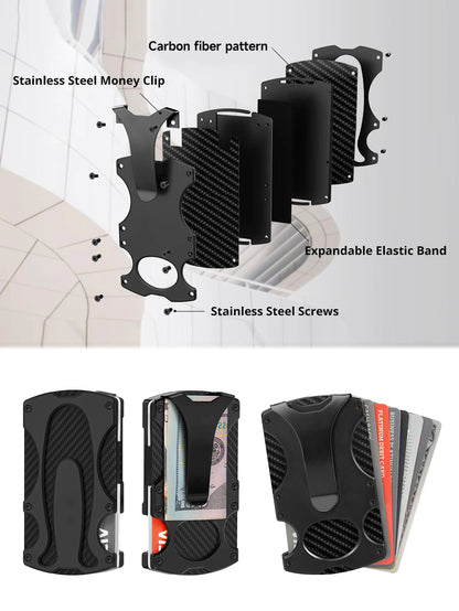RFID Blocking Metal Minimalist Wallet for Men with Cash Pocket
