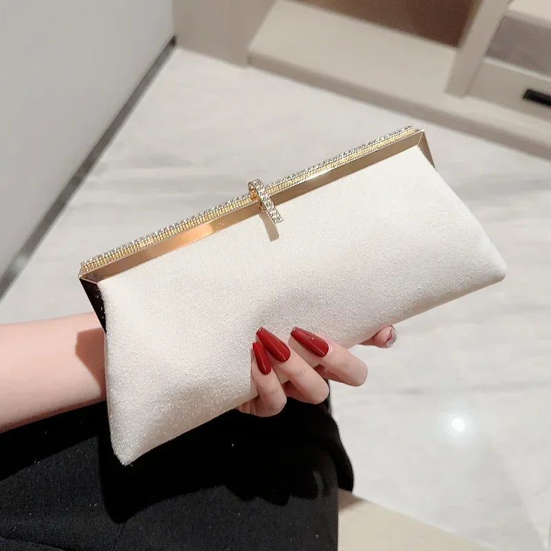 Rhinestone Evening Clutch Bag for Women – Velvet Glitter Banquet Purse
