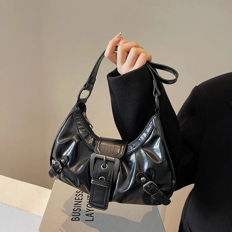 Y2K Pleated Hobo Shoulder Bag – Maillard Style Underarm Clutch