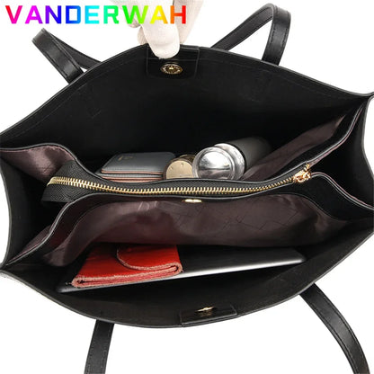 Large Capacity Leather Tote Shoulder Bag for Women