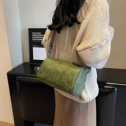 PU Leather Crossbody Bag for Women – Wide Strap Pillow Bag