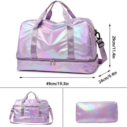 Holographic Duffle Bag – Large Capacity Weekender & Gym Bag