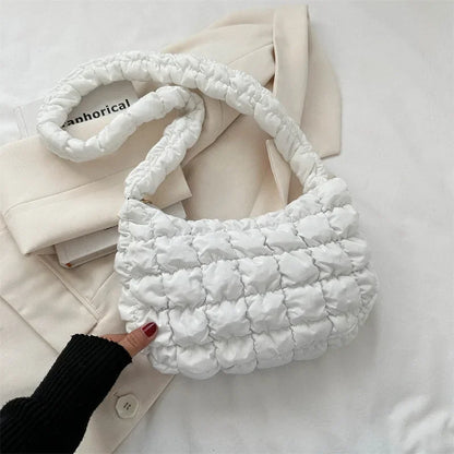 Quilted Puffer Hobo Bag for Women – Nylon Shoulder Purse