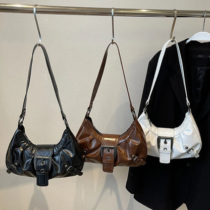 Y2K Pleated Hobo Shoulder Bag – Maillard Style Underarm Clutch