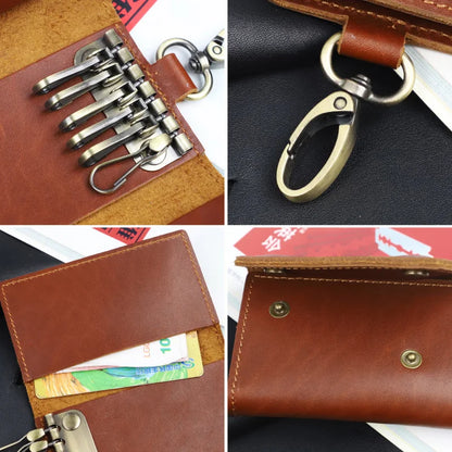Crazy Horse Leather Key Case Wallet – Cowhide Car Key Holder