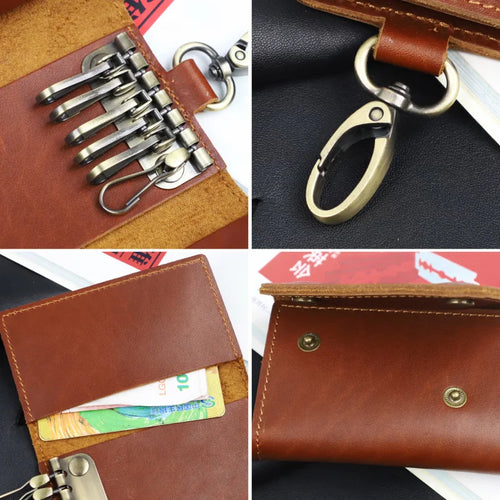 Crazy Horse Leather Key Case Wallet – Cowhide Car Key Holder