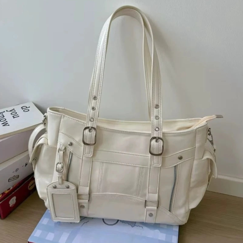 Y2K Large Capacity PU Leather Tote Bag for Women