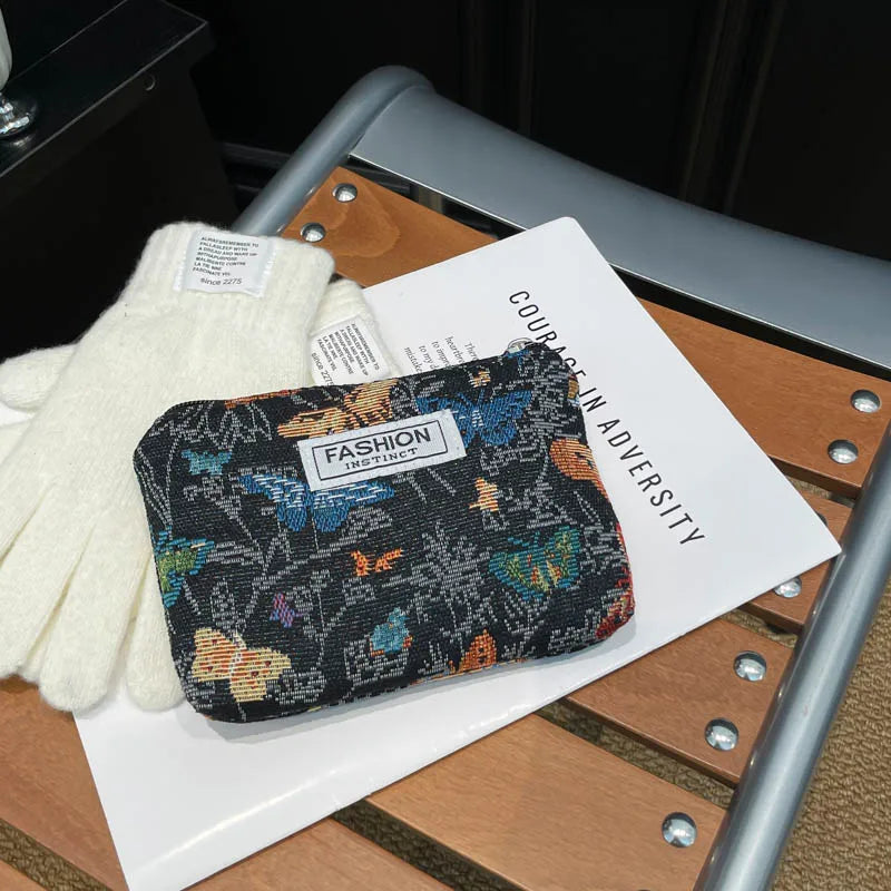 Floral Embroidery Canvas Cosmetic Bag – Korean Travel Makeup Organizer