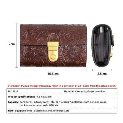 Genuine Leather Floral Embossed Wallet – Multi-Slot Card Holder