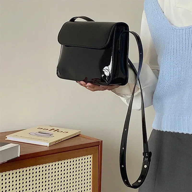 Retro Patent Leather Crossbody Bag for Women