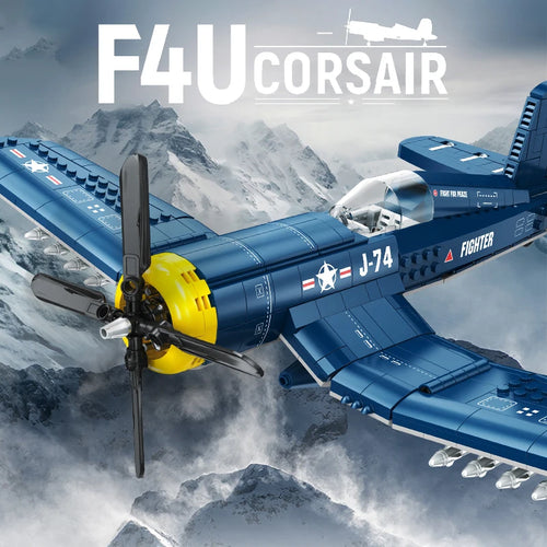 F4U Corsair Fighter Building Blocks – WWII Navy Airplane Model