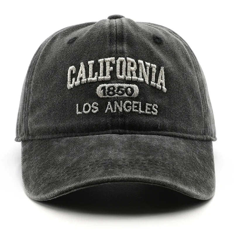 Vintage Washed Cotton Baseball Cap – Embroidered Letter Hat for Men & Women