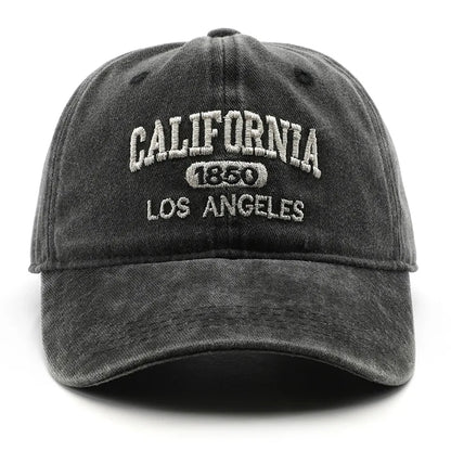 Vintage Washed Cotton Baseball Cap – Embroidered Letter Hat for Men & Women