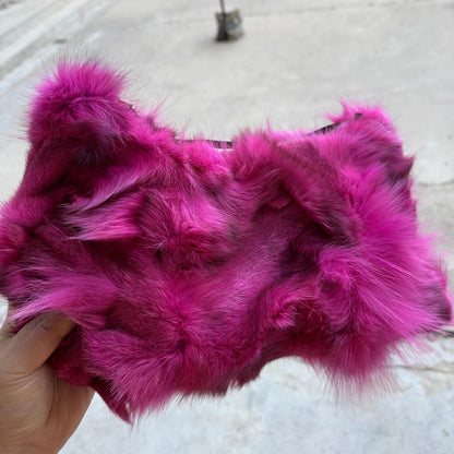 Luxury Europe America Women Real Fox Fur Bag Messenger Chain Shoulder Ladies Tote Handbag Crossbody