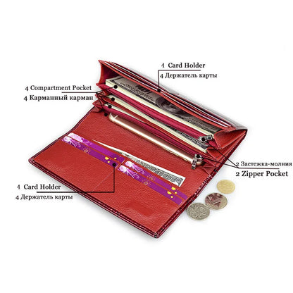 Stone Pattern Genuine Leather Long Wallet for Women