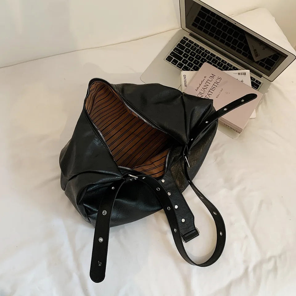 Retro PU Leather Crossbody Bag for Women – Large Capacity