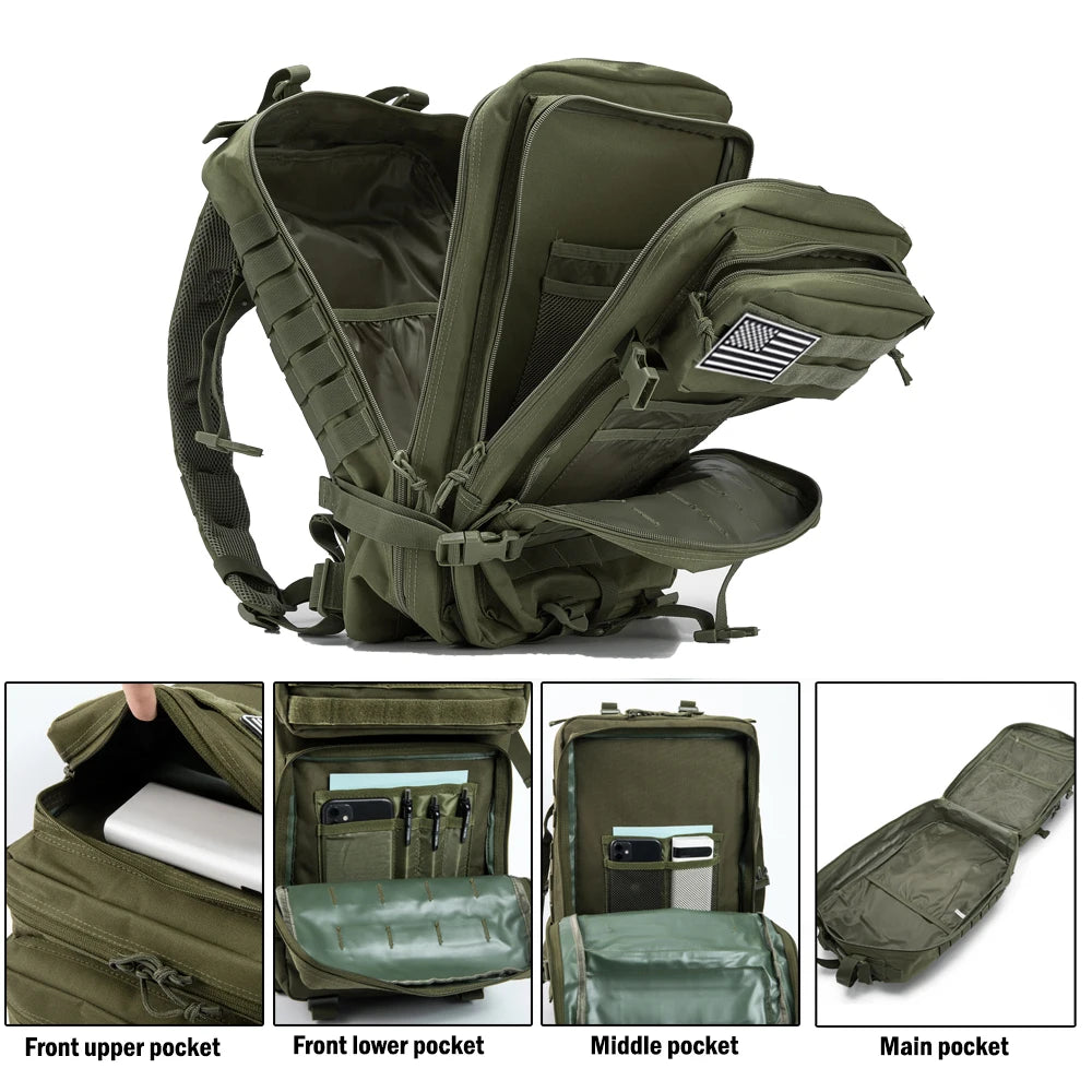 Tactical MOLLE Backpack 30L/50L – 3P Assault Pack for Hiking & Hunting
